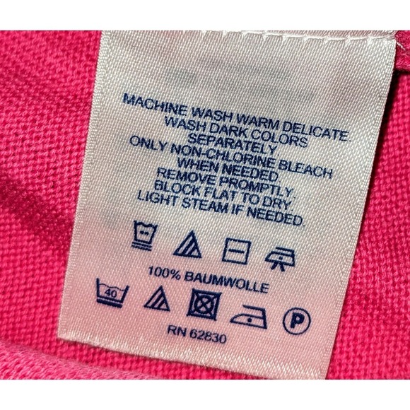 Lands' End Cotton Knit Top Crew Neck 3/4 Sleeve Hot Pink Casual XS - Picture 6 of 8